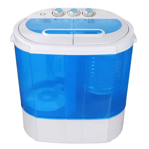 Portable Semi-Automatic Washer and Dryer Combo Home Appliance for Camping, Apartments, Dorms - 10lbs Total Capacity (5.5lbs Wash, 4.4lbs Spin Dry), Compact Mini Corded Plastic-Body Unit, Blue + White,back to school,back to school haul,sohochic