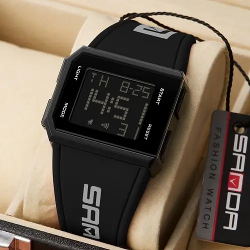 Men's Fashion Digital Wristwatch, Casual Sporty Digital Watch, Trendy Multifunctional Watch with Luminous Dial & Alarm Clock & Stopwatch Function, Waterproof Electronic Watch with Box, Fashionable Waterproof Wristwatch, Fashion Wristwatches