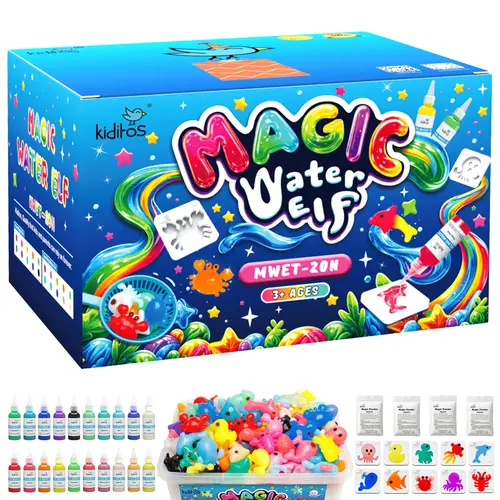 Kiditos Magic Water Elf Toy Kit with Magic Gels & Molds – Squishy Maker, Sensory Toys, Summer DIY Water Pets, STEM Crafts, Family-Friendly Imaginative Play, Birthday Gifts & Party Favors for Kids Ages 3+