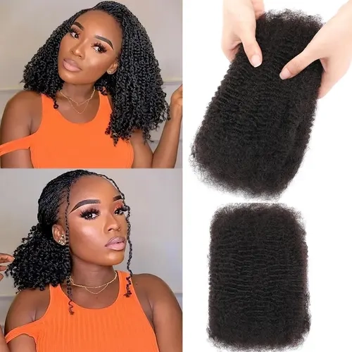 Style Icon Summer Vibes Afro Kinkys Bulk Human Hair for Dreadlocks Extensions Repair Locs,Twist Braiding Afro Kinky Human Hair 1 count, 50g, Natural Color, Bulk Human Hair