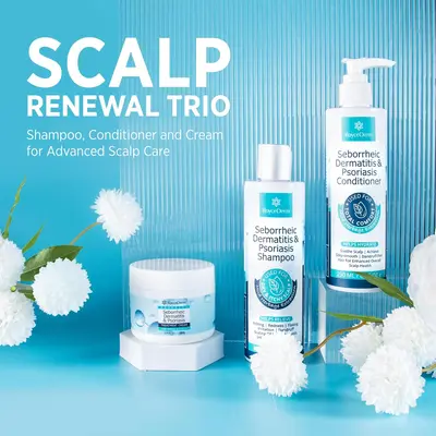 Roycederm 3-Piece Gentle Herbal Haircare Scalp Treatment Set - Antibacterial Cleanser, Shampoo, Conditioner Cream for Psoriasis, Seborrheic Dermatitis, Dandruff, Itchy Scalp Relief, All Hair Types Hydrating Hair Products