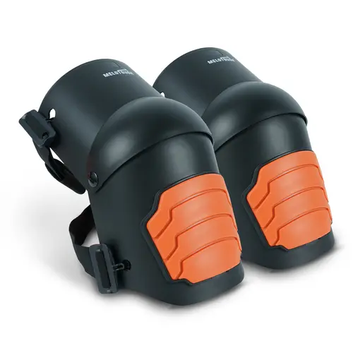 MELOTOUGH PRO Orange Snap-Hinged Knee Pads with Snap Clips, Extra Gel & EVA Foam, Impact Cushion, Non-Slip Heavy-Duty, Adjustable Protection for Men’s Construction, Flooring Install, Flexes with Knees, Plastic Shell,toolupgrade