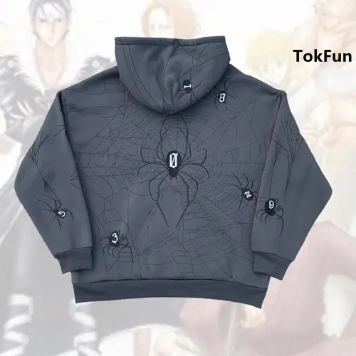 HXH Phantom Troupe Cobweb Embroidered Hoodie - Hunter X Hunter Casual Fit Pullover for Anime Addicts, Unisex Graphic Outwear Menswear Tops,sohochic