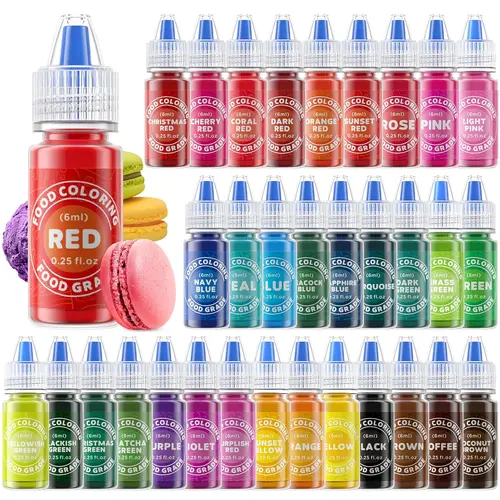 Nata Bake Cream Edible Liquid Food Coloring Set - 33x0.25 oz Bottles (Blue,Yellow,Red), Glycerin-Based, Gluten-Free, Vegetarian, Sugar-Free for Baking, Cupboard Storage, Cereals