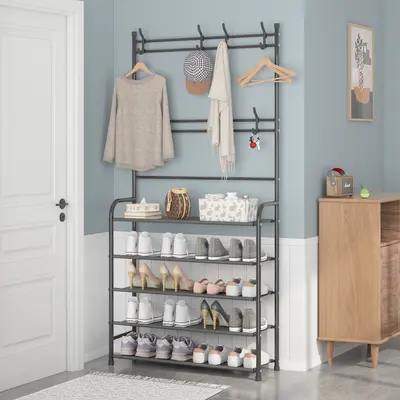 UDEAR Coat Rack,3-in-1 Multifunctional Storage Shelf with 5-Tier Shoe Bench and 8 Hooks,for Entrance Foyer Bedroom #Summerwins/#fathersdaygift/#Summer garden