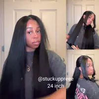 Nadula V Part Kinky Straight Summer Wig Minimal Leave Out Glueless 100% Human Hair Natural Density Soft Blends Well EasiContour Adjustable Cap Beginner Friendly SoHoChic TikTokShopBackToSchool
