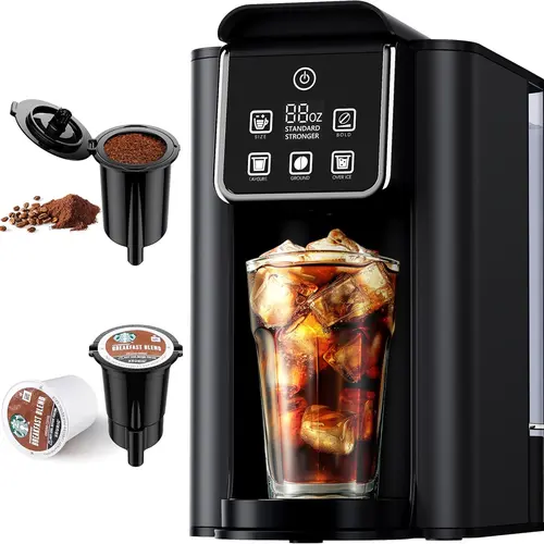 SHARDOR Single Serve Coffee Maker, Hot and lced CoffeeMachine for K Cup Pods & Ground Coffee, 5 Cup Sizes of 6to 14 0z/Espresso Machine 20 Bar, Professional espressomachine with milk frother and Touchscreen