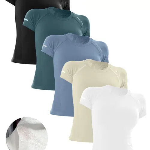 Women's Yoga Letter Round Neck Sport Short Sleeve T-Shirt, High Stretch Athletic Breathable Fitness Running Yoga Wear, All Seasons Casual Top, Fitness Shirts