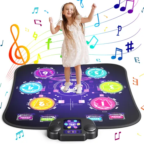 Merach Dance Mat Bluetooth Electronic Dance Pad with Light-up 6-Button 8-Button Built-in Music Dance Game Toy Gift for Kids Girls Boys 3-12 Years Old Portable Play BackToSchool