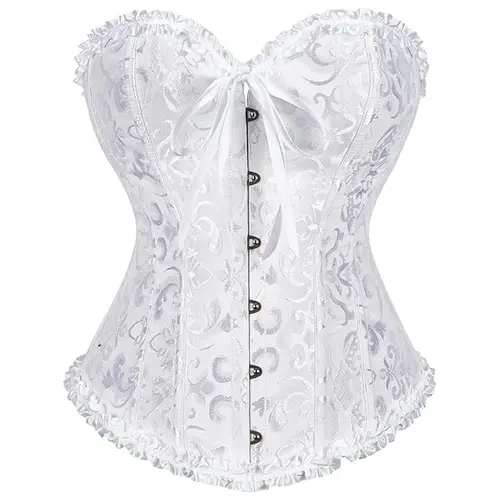 Women's Vintage Floral Overbust Corset Top - Plussize Lace-Up Boned Shapewear, Steampunk Pirate Bustier, Christmas-Wedding-Halloween Costume Ideas Bodyshaper Clothing 819AJ-D2, Slim Waist