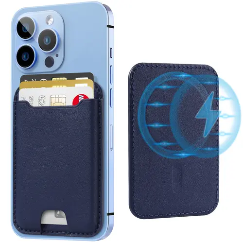 SummerWins MagSafe Smartphone Wallet - Strongest Magnetic Cellphone Card Holder, Leather, RFID Blocking, 4-Card Capacity, Easy Installation, Compatible with iPhone 17/17 Pro, 16/15/14/13/12 Series, Mobile Accessory, Clip