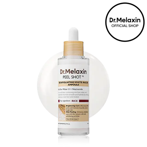 [Dr.Melaxin Official] Peel Shot Glow White Rice Peeling Ampoule, Black Head Remover Korean Skin Care Soft Exfoliating Face and Body Dead Skin Cells Remover for All Skin Types, 80ml