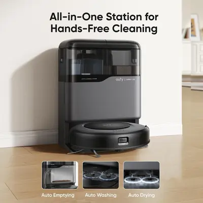 eufy C20 Omni Robot Vacuum Cleaner - Cordless Automated Compact Vacuum & Mop Combo with Self-Emptying, Auto Mop Washing/Drying, 3.35-Inch Ultra-Slim Body, 7000 Pa Powerful Suction, All-in-1 Station for Hands-Free Cleaning, Cordless Vacuums,sohochic
