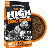 Bully Max 30/20 High Protein Chicken Dry Kibble Dog Food - 5 lb Mini Pack, 30% Protein, 20% Fat, 535 cal/cup, Natural Meat-Based High Calorie Formula with Probiotics & Vitamins, Universal for All-Life Stages Performance Boost