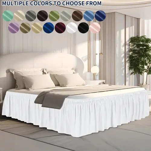 Easy-Going Ruffled Bed Skirt, 14/18/22 Inch Tailored Drop Soft Washable Bed Skirt for Twin, Queen, King and C-King Size Beds, Fitted with Adjustable Elastic Belt, Without Lift The Mattress, Bedroom, Beddecor, Bedroom Decor, Bedding,sohochic