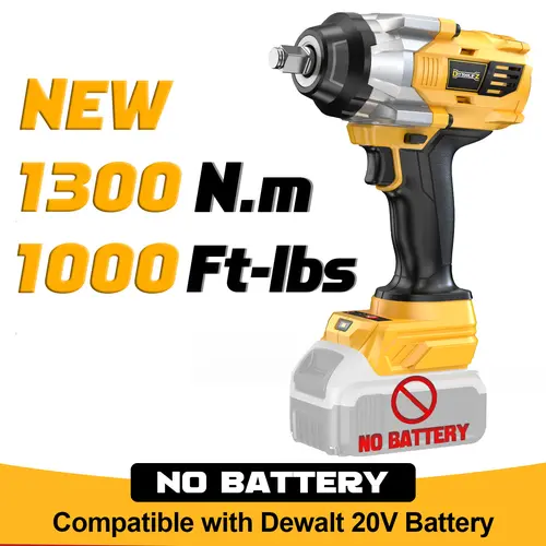 Impact Wrench 1/2 inch Compatible with Dewalt 20V Battery(NO BATTERY!!), 1300N.m High Torque Brushless Impact Gun with 4 Mode Speed Cordless Driver toolupgrade