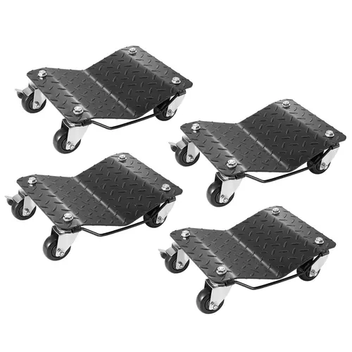 【toolupgrade】VEVOR Heavy-Duty Wheel Dolly Set (4-Piece), 6000 lbs/2722 kg Capacity Vehicle Accessory with Sturdiness, Locking Casters & Concave Platform, for Moving Cars, Changing Tires