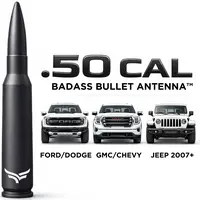 EcoAuto 50 Cal Bullet Antenna - Military-Grade Anti-Theft Truck Accessory with Auxiliary Audio Inputs, Adapters for Ford, Dodge, GMC, Chevy, Jeep Gladiator 2007+