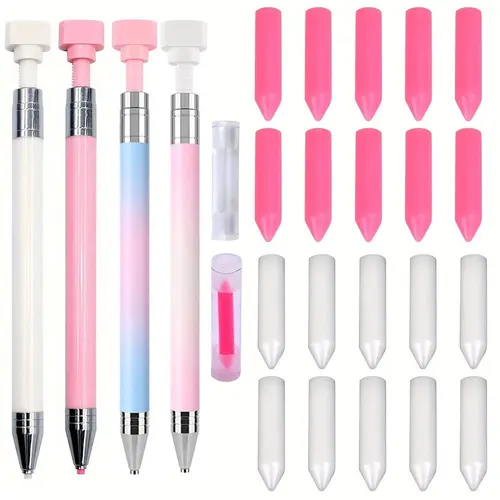 Diamond Art Painting Pen Set, 1 Count Adhesive Pen & 10pcs Replaceable Wax Tip, DIY Diamond Arts Colorful Painting Tool, DIY Craft Supplies for Home School Office
