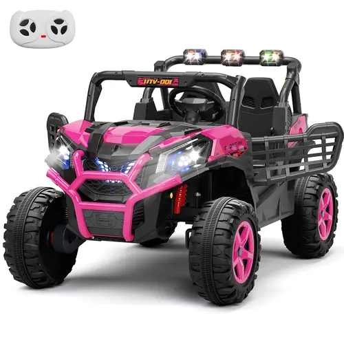 KORIMEFA 24V 7AH Kids Electric Ride On Truck Trike - 4-Wheel Design, Parent Remote Control (Guides Safely), Spring Suspension, LED Lights, AUX Music Play Port, Lightweight for Kids 3+ rc cars 