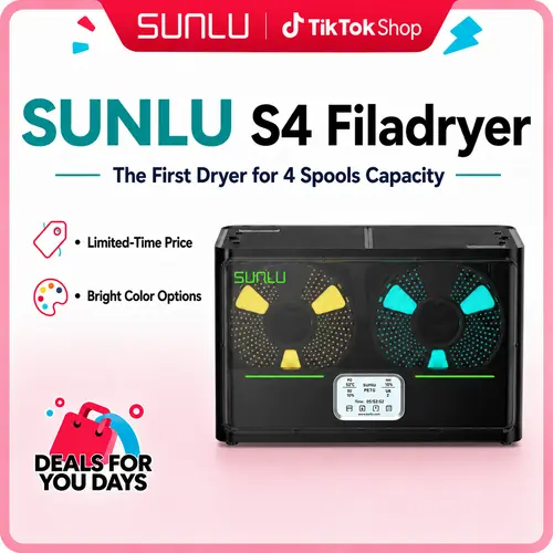 SUNLU Filadryer S4,Four-Spool 3D Printer Dehydrator with Rapid Heating, Auto Humidity Control Advanced Triple Fan Upgrade,Compatible with PLA,PETG,ABS,TPU,PA tiktokshopbacktoschool