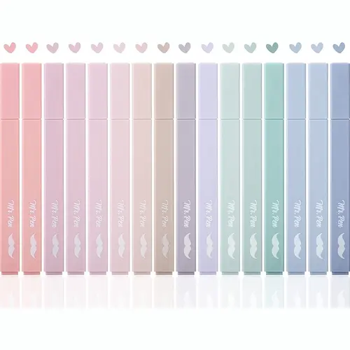 Mr. Pen Aesthetic Chisel Tip Highlighter Markers, 16-Piece Non-Bleed Pastel Quick-Dry Smudge-Free Pens, Cute School Supplies for School Supplies Haul, Bullet Journaling, Desk Accessories