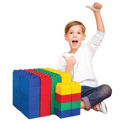 48 PC Jumbo Building Blocks for Kids Multi-Color Learner Set: Biggo Blocks Giant Building Blocks Ages 4-8 for Indoor & Outdoor Play, STEM Learning, Creativity and Summer Fun