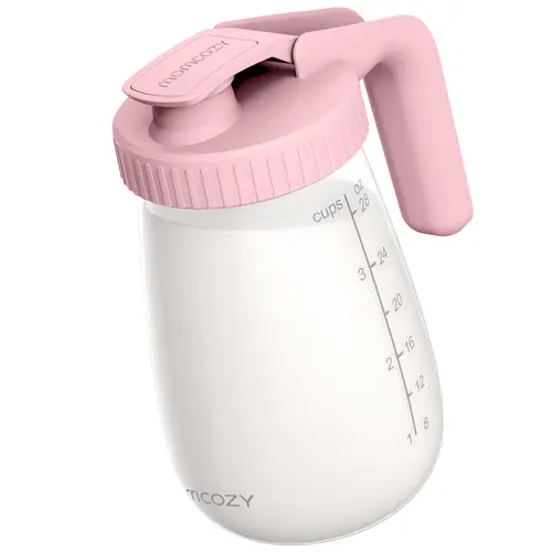 Momcozy Breast Milk Pitcher, Resistant to Heat and Cold Abrupt Temp Swings, No Leak Glass Breast Milk Fridge Storage Container With Wide Mouth