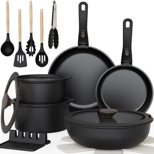 【summerwins2026】Astercook 20-Pcs Cookware Set, Non-Stick Coating, Durable & Easy to Clean, Perfect for Home, Gatherings, and Professional Kitchens hexclad cookware. White,father'sdaygifts,campingessentials,campinggear