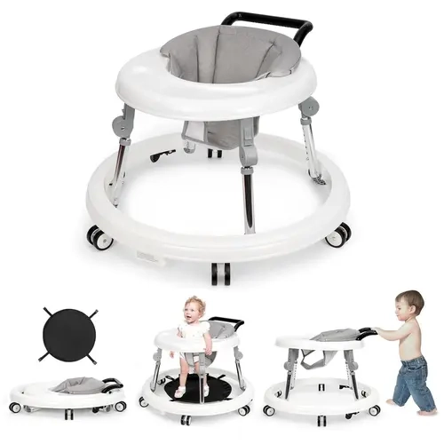 Baby Walker Foldable with 9 Adjustable Heights,Baby Walkers and Activity Center for Boys Girls Babies 7-18 Months, with Wheels Portable Anti-Rollover Carry Folding Safety,sohochic
