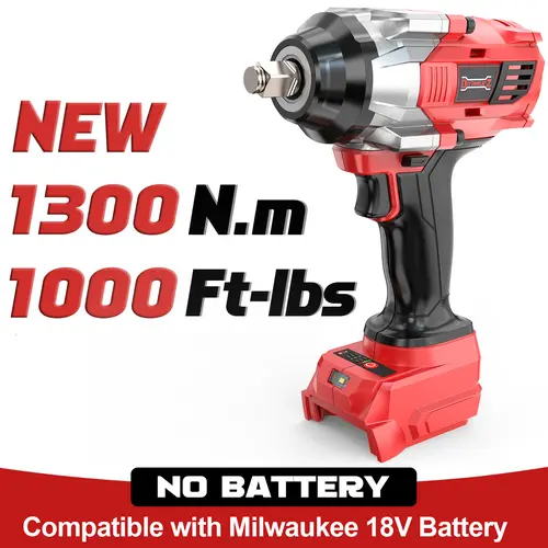 Impact Wrench 1/2" Compatible with Milwaukee 18V Battery(Battery NOT Included!), 1000Ft-lbs(1300N.m) High Torque Brushless Impact Gun with 4Mode Speed Cordless Power Tool toolupgrade
