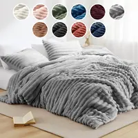 Regency Heights Queen Size Microfiber Velvet Comforter Set - Reversible Ribbed, 2 Shams, Lightweight, Lofty Feel, All-Season Breathable, Jump Tack Quilting, Casual, Cloud-Like Plush, Machine Washable for Cozy Bed Setup