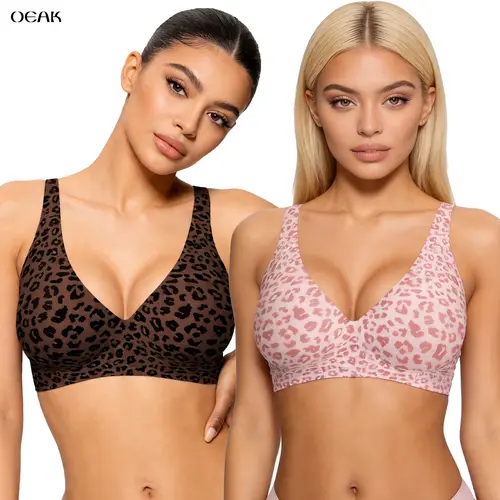 OEAK Womens Jelly Bras Wireless Comfortable Soft Push Up Bralettes Seamless Tshirts Bras Deep V Everyday Bras