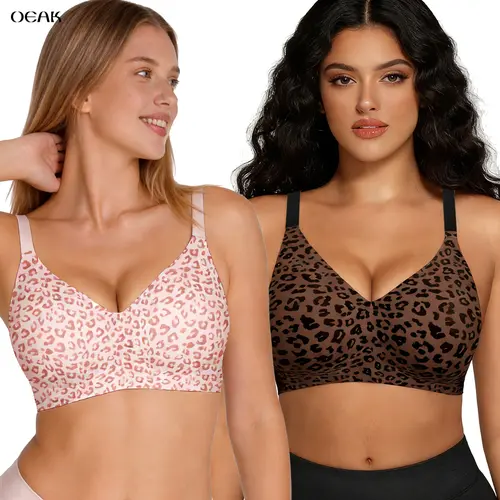 OEAK Womens Comfortable Jelly Strip Bras Wireless Seamless Full Coverage Bra Buttery Soft Everyday Tshirt Bra Convertible Bra