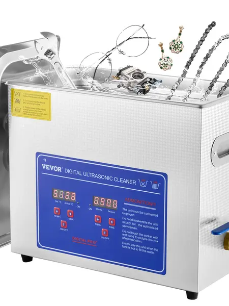 【toolupgrade】VEVOR 6L Commercial Stainless Steel Ultrasonic Cleaner - 40kHz, 110V Plug, Digital Control Timer & Heater, Effective Cleaning for Jewelry, Eyeglasses, Watches, Jewelry Cleaning, Watches Cleaning