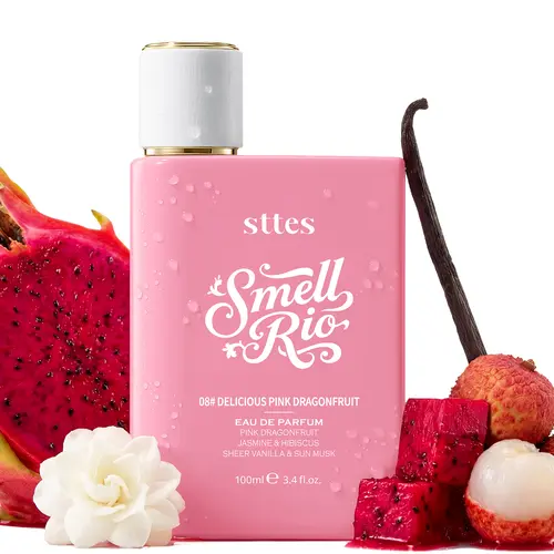 Sttes Smell Rio 08# Women's Perfume, Fruity Floral Scents Fragrance Perfume with Pink Dragonfruit, Lychee, Jasmine, Hibiscus, Vanilla, Sun Musk, 100ml/3.4 Fl Oz Single Item Unisex Fragrance,back to school,sohochic