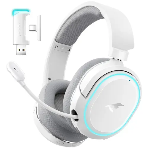 Picun G2  Wireless Gaming Headset  for PC PS5 PS4 Mac Switch,  7.1 Surround Sound 100-Hr 2.4Ghz USB Gaming Headphones, Bluetooth 6.0 & Type-C, Noise Canceling Mic, RGB Light, Ideal for FPS, RPG Gamers, Not for Xbox