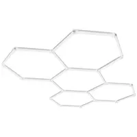 【toolupgrade】VEVOR Hexagon Garage Lights 26400LM6500K 5 Grid Systems Honeycomb Hexagonal Garage LED LightsDIY Cool White Car Detailing Garage Ceiling Lighting Bright Shop Light for Gym Basement Workshop, Super Bright Leds, Polycarbonate, Auto Service Cent
