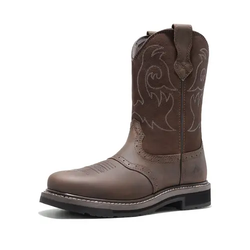 NORTIV 8 Men's Western Leather Square Steel Toe Work Boots - EH Electrical Hazard Protection, Slip-Resistant, Closed, Texas Style for Construction Workers,shoes for back to school,back to school shoes,sohochic