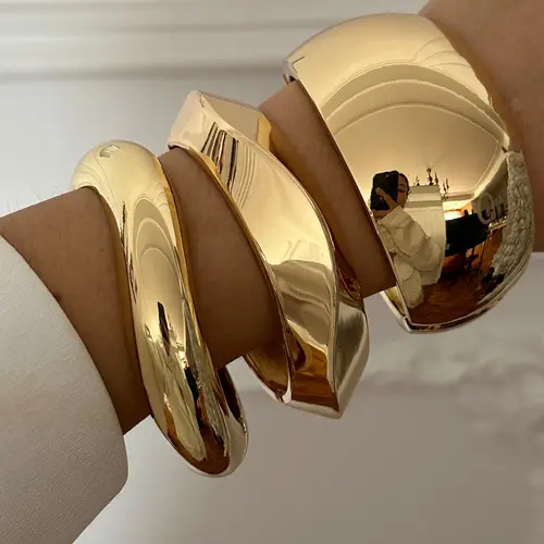 Women's Elegant Irregular Geometric Design Bangle Bracelet, Fashion Jewelry for Party, Daily Clothing Decor, Trendy All-match & Exquisite Jewelry for Birthday Gift, Stacked Design Bracelets, Bracelet Sets, Bangles Bracelets Set, Fashionable Jewelry