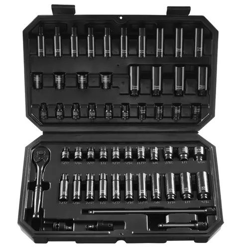 【toolupgrade】VEVOR 55pcs 1/4" Drive Impact Socket Ratchet Wrench Set, CR-V Alloy Steel High Torque Tool with 6-Point Deep/Shallow SAE(5/32"-9/16") & Metric(4-15mm) Bits, 3/8" to 1/4" Adapt, 2 Extension Bars(3",8"), Laser Etched Ratchet Handle & Case