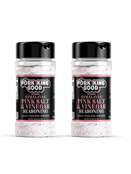 Pork King Good Pink Salt & Vinegar Seasoning 2-Pack - Zero Carb, Gluten Free, No MSG - Shake on Popcorn, Fries, Wings & Veggies