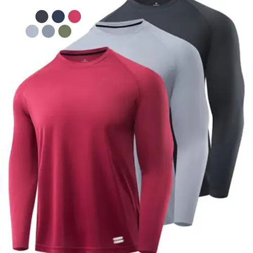 3/4/5 Piece Long Sleeve Sporty T-Shirt, Breathable Moisture-Wicking Quick-Dry, Elastic Casual Workout Top, Athletic Apparel, Sports Tops, Ideal for Gym and Running