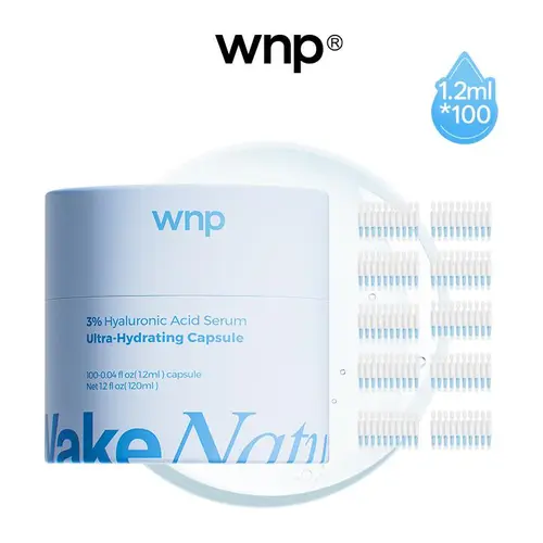 [WNP Official] Ultra-Hydrating Vegan Hyaluronic Acid Serum, 3% Concentration, 100x 4D Single-Use Vials, Sterile Packaging, No Preservatives, Cruelty-Free, Alcohol-Free, For All Skin Types & Glass Skin Results