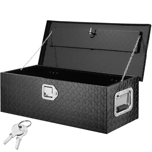 【toolupgrade】VEVOR Heavy Duty Aluminum Truck Bed Tool Box, Diamond Plate Design with Side Handle & Lock Keys, Men's Tool Organizer for Mechanics with Chains, Truck Accessories (30 x 13 x 9.6 inches) for Pickup, RV