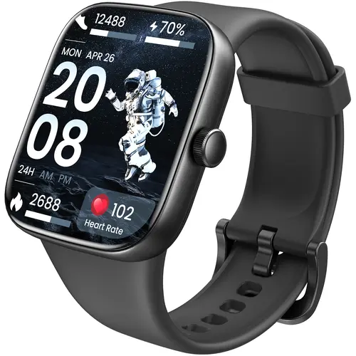 TOZO S7 Smartwatch - Bluetooth Call Android Smartwatch with Calls, AMOLED Ultra HD Touch Screen, 100+ Sports Modes, Health Monitoring (Heart Rate, Blood Oxygen), High Battery Life, Music Player, Black Smart Wearable Devices, New Year Gift, Phone, Heart Ra
