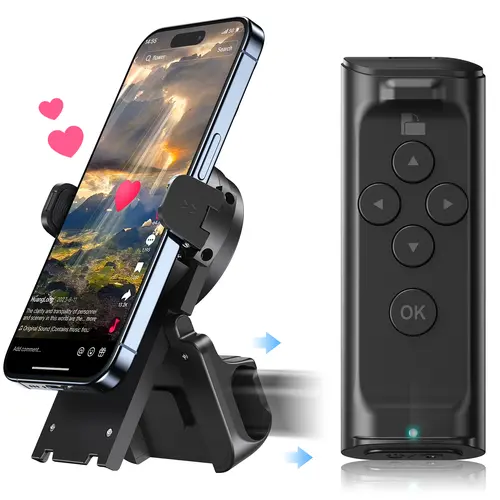 PUTARE Remote Control for TikTok Scrolling with Smartphone Holder Stand, Wireless Page Turner, Camera Shutter Video Recording for iOS Android, Phone Selfie Accessory, Gifts for Men Women,