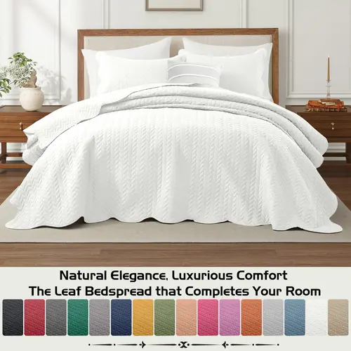 Imperial Homeware 3 Pcs Quilted Bedspread Bedding Set Reversible Microfiber Coverlet with Pillow Shams for Summer - Lightweight Embossed Design Smooth & Skin Friendly (Twin size Include 1 Pillow Sham), Queen, King & California King Size(2 pillow shams)