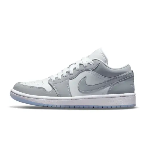 Nike Women's Air Jordan 1 Low 'White Wolf Grey' Sports Sneakers - White Leather, Low-Cut, Soft Suede Mix, Suede Wolf Detail, All-Day Support, Neutral Casual Athletic Footwear for Walking Training, Shoes