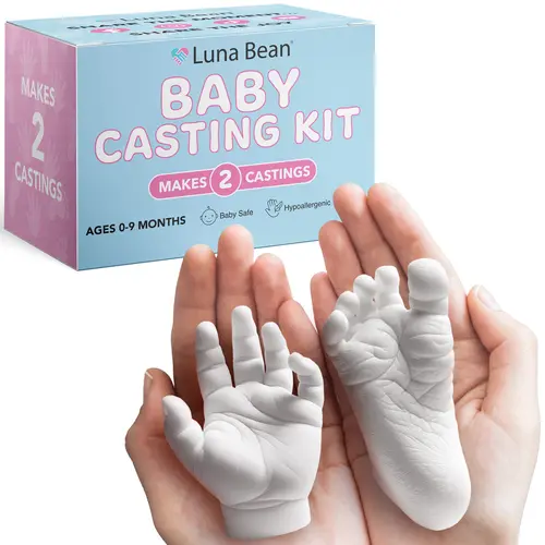 Luna Bean 2pc Baby Hand & Foot Casting Kit - Newborn Keepsake, Baby Shower & New Parent Gift, DIY Specialty Supply for Infant Hand Molding, Hand Molding Kit, Baby Shower Gift, Back to School, My Favorite Person